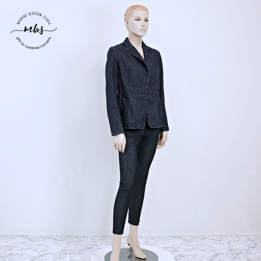 Emanuel Ungaro Single Breasted Chic Y2K Streetwear Denim Blazer Blue Women 6